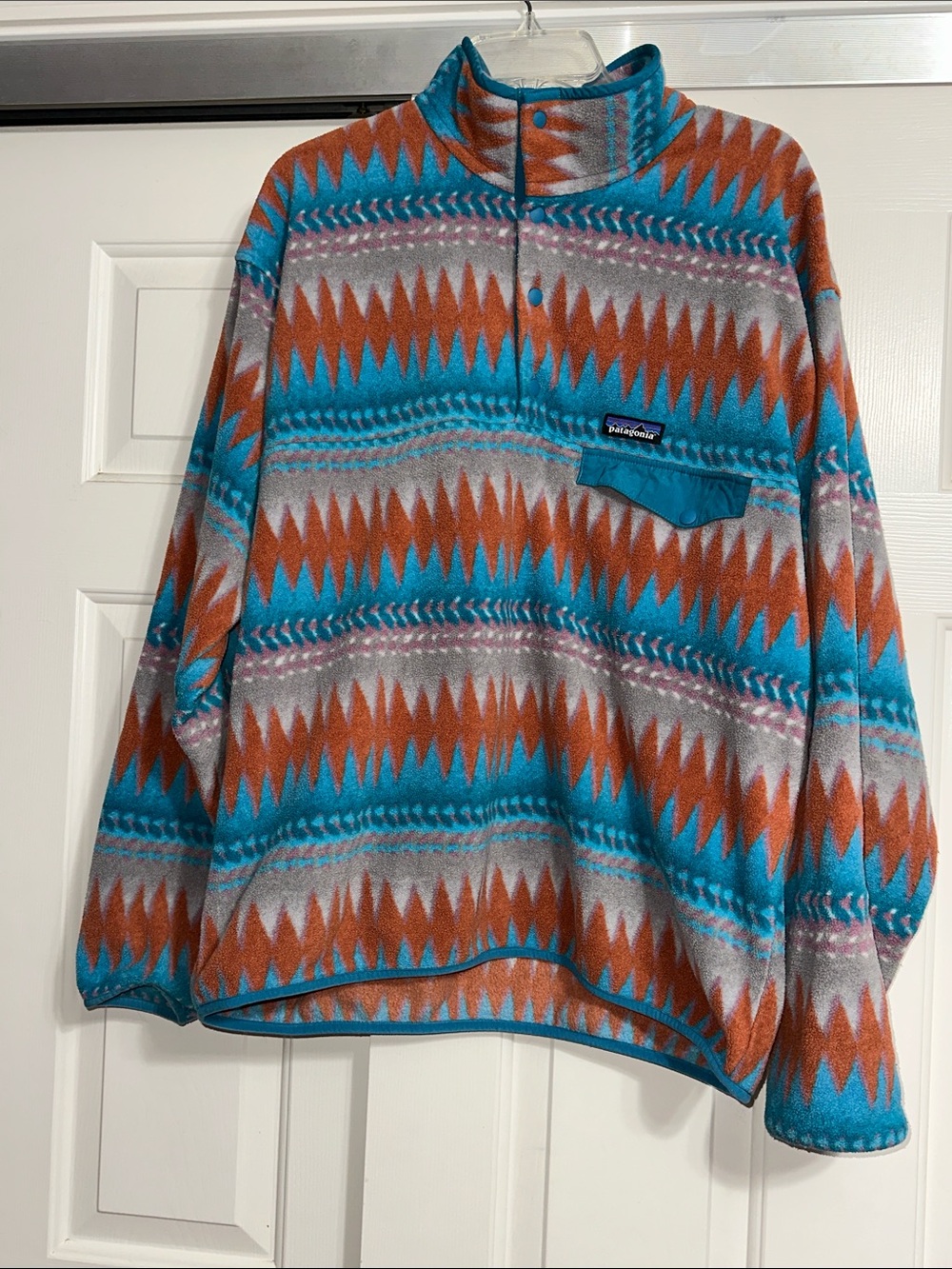 Patagonia Vintage Synchilla Snap T Fleece Laughing Waters Tribal Native Prin